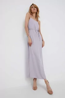 Sukienki - Calvin Klein sukienka kolor fioletowy maxi prosta - grafika 1