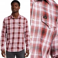 Koszule męskie - Lee Clean Western Shirt Garnet Bawełniana Koszula W Kratę Zatrzaski S - miniaturka - grafika 1