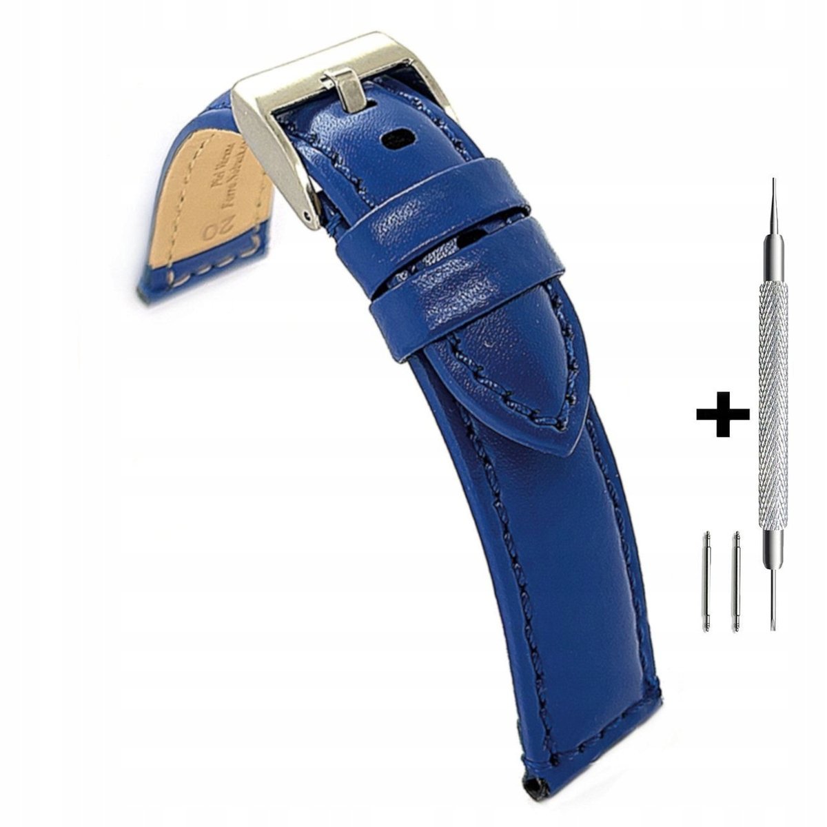 Niebieski pasek 18 mm skóra DILOY 363.18.16 + dwa teleskopy i narzędzie