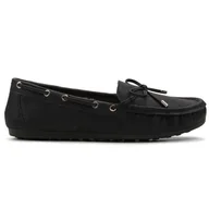 Mokasyny damskie - Mokasyny Damskie Skórzane Wygodne Lekkie Eleganckie Wiosenne Stylowe Modne Z Kokardą Wsuwane Z Ozdobą Czarne 37 - miniaturka - grafika 1