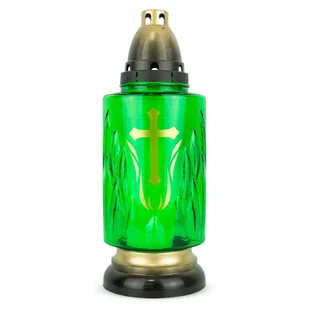 Znicz Szklany 30 cm Zielony DP735 Znicz Zdobiony Krzyżem z Wkładem Wymienny - Lampiony i znicze Znicz Szklany 30 cm Zielony DP735 Znicz Zdobiony Krzyżem z Wkładem Wymienny - Lampiony i znicze - miniaturka - grafika 1