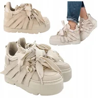 Półbuty damskie - Obuwie Damskie Chebello 37 Modne Sneakersy Półbuty Sznurowane Skórzane 4559 - miniaturka - grafika 1