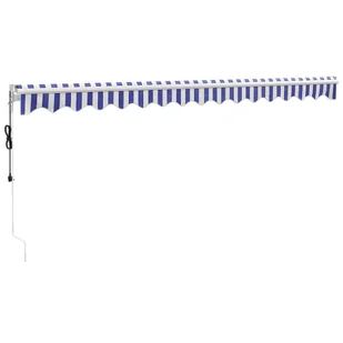 Zwijana markiza, niebiesko-biała, 4x3 m, tkanina i aluminium Lumarko! - Markizy - miniaturka - grafika 7