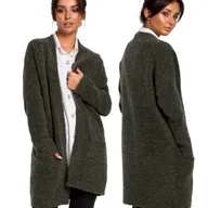 Swetry damskie - Kobiecy Sweter Kardigan Sweterek Bez Zapięcia Stylowy Czarny 36/38 S/m - miniaturka - grafika 1