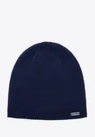 Czapki damskie - Męska czapka z dodatkowym ociepleniem granatowa - miniaturka - grafika 1