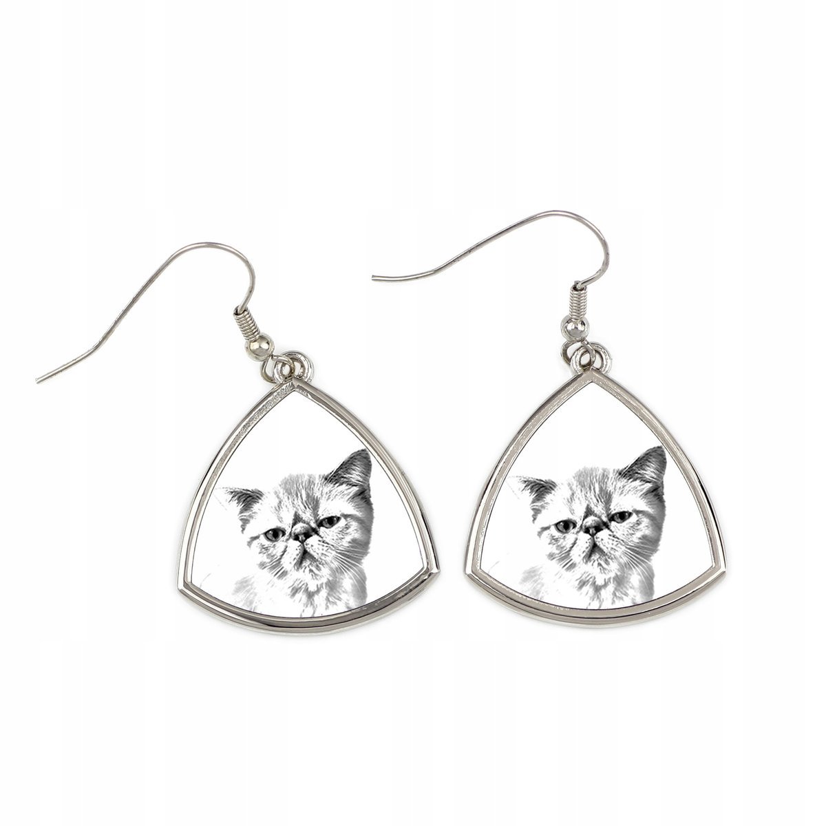 Egzotyczny krótkowłosy - kolczyki z kotem, wiszące kolczyki ze zdjęciem, pe