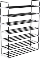 Szafki na buty - Stojak na buty z 7 półkami, metalowy i plastikowy, czarny - miniaturka - grafika 1