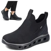 Półbuty damskie - Rieker Sneakersy Damskie Sportowe Wygodne Półbuty Wsuwane Jesień Czarne 39 - miniaturka - grafika 1