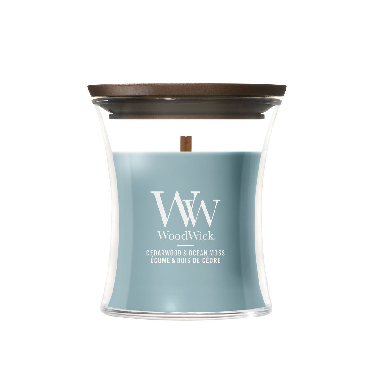 Świeca zapachowa mała WoodWick Cedarwood & Ocean Moss