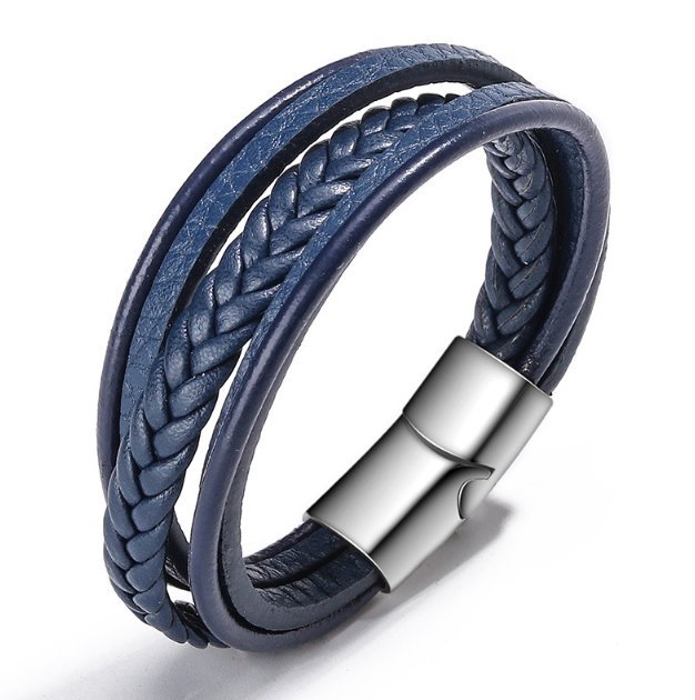 Bransoletka Granatowa Pleciona z Magnetycznym Zapięciem 23 cm