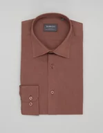 Koszule męskie - koszula terranova 00473 długi rękaw brąz slim fit - miniaturka - grafika 1