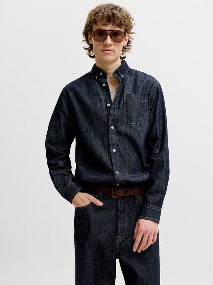 Jack & Jones Koszula dżinsowa w kolorze granatowym