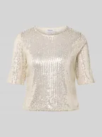 Koszulki i topy damskie - T-shirt o kroju shaped fit z cekinowym obszyciem model ‘JACK’ - miniaturka - grafika 1