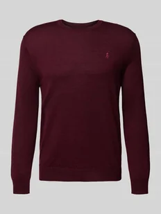 Sweter z dzianiny z wyhaftowanym logo - Swetry męskie - miniaturka - grafika 1