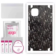 Szkła hartowane na telefon - Folia naklejka skórka strukturalna na TYŁ+BOKI do Apple iPhone 11 Pro Max -  Carbon Pixel Czarny - apgo SKINS - miniaturka - grafika 1