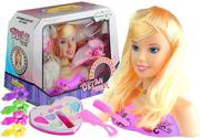 Zabawy w naśladowanie dorosłych - Lean Toys Głowa lalki do stylizacji makijażu czesania fiolet - miniaturka - grafika 1