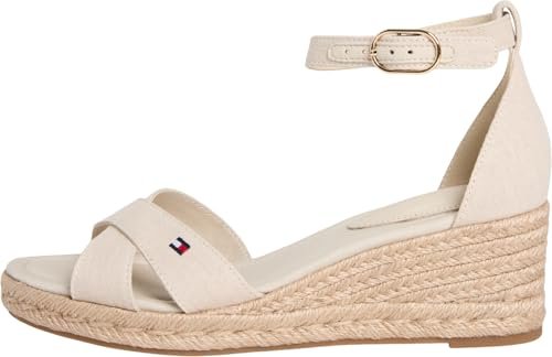 Tommy Hilfiger Damskie Espad X Cross FW0FW09332 Wedge Espadryle, BEŻOWE (Classic Beige), 7