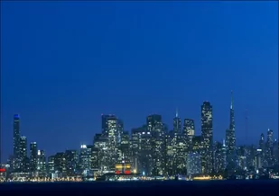 Night skyline of San Francisco from Treasure Island., Carol Highsmith - plakat 40x30 cm - Plakaty - miniaturka - grafika 1