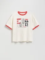 Koszulki dla chłopców - Reserved - T-shirt z nadrukiem - złamana biel - miniaturka - grafika 1