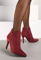 Botki damskie - Bordowe Botki Vices na Szpilce ze Szpiczastym Noskiem Reyi - miniaturka - grafika 1