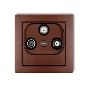 Gniazdka elektryczne - Brązowe metaliczne gniazdo 2xSAT+TV 9DGSN DECO KARLIK - miniaturka - grafika 1