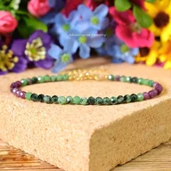 Inne - TEMU 1 szt. Bransoletka z koralików epidotu w stylu boho chic, 3 mm drobny kamień, regulowana minimalistyczna delikatna biżuteria, na co dzień i na - miniaturka - grafika 1