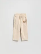 Spodnie i spodenki dla dziewczynek - Reserved - Sztruksowe spodnie z aplikacją - kremowy - miniaturka - grafika 1