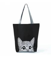 Torby sportowe - TORBA DAMSKA NA RAMIĘ DUŻA NA ZAMEK Z KOTKIEM - miniaturka - grafika 1