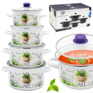 Zestawy garnków i patelni - Komplet ZESTAW GARNKÓW emaliowanych 8 el. pokrywa tradycyjne GARNEK EMALIA - miniaturka - grafika 1