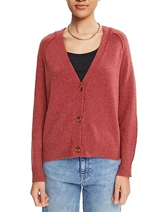 ESPRIT Z wełną: kardigan z dekoltem w serek, Terracotta, XXL - Swetry damskie - miniaturka - grafika 1