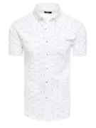 Koszule męskie - Koszula męska z krótkim rękawem biała Dstreet KX1006 - miniaturka - grafika 1
