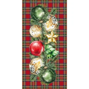 Bieżnik świąteczny 50x100 plamoodporny Bombki czerwony szkocka krata - Obrusy i serwetki Bieżnik świąteczny 50x100 plamoodporny Bombki czerwony szkocka krata - Obrusy i serwetki - miniaturka - grafika 1