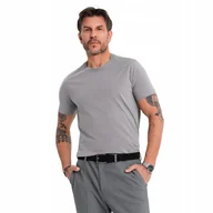 Koszulki męskie - Męski Klasyczny 100% Bawełna T-shirt Basic Szary OM-TSBS-0236 Ombre V3 S - miniaturka - grafika 1