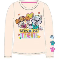 Bluzy dla dziewczynek - Dziewczęca bawełniana bluzka z pieskami Skye, Everest Psi Patrol Kremowa - miniaturka - grafika 1