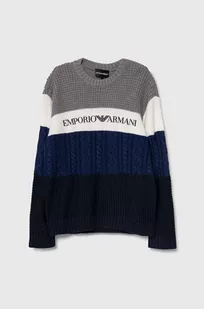 Emporio Armani sweter wełniany dziecięcy kolor szary - Swetry dla chłopców - miniaturka - grafika 1