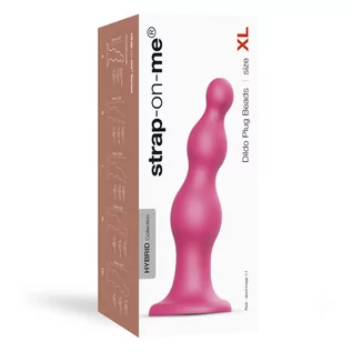 Korki analne - DILDO PLUG BEADS METALLIC RASPBERRY PINK - XL - grafika 1