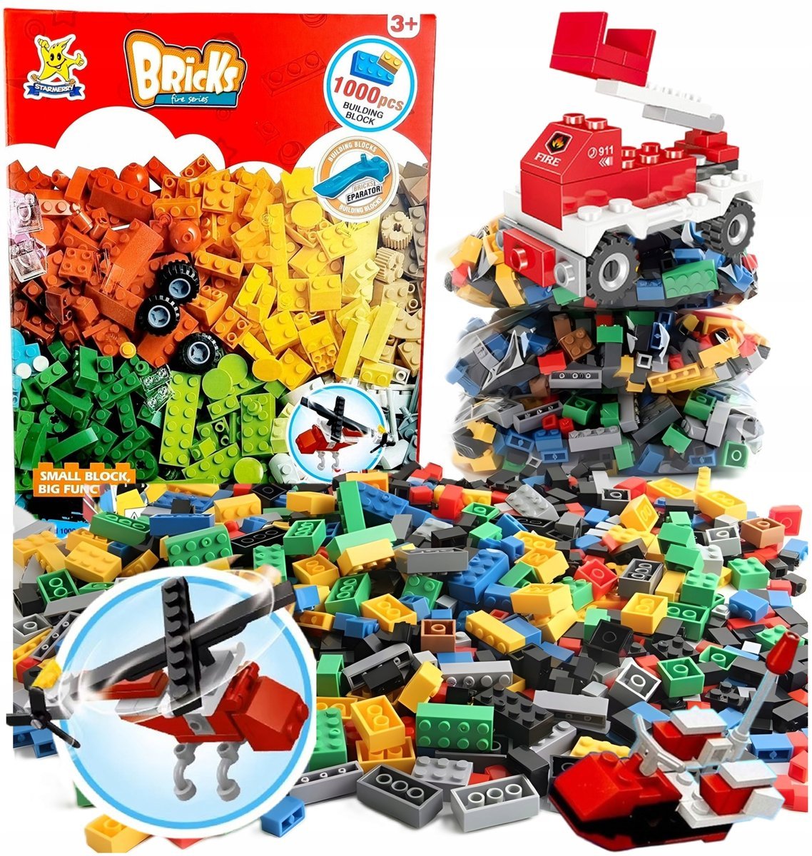 Zestaw Klocki konstrukcyjne Straż Pożarna 1000 elem. do budowania Bricks +G