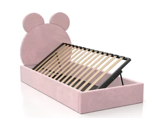 Łóżko dziecięce tapicerowane z pojemnikiem 90x200 ze stelażem różowy Velvet Kids Line 1 Miś - Łóżka dla dzieci i młodzieży - miniaturka - grafika 1