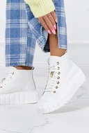 Trampki damskie - Białe trampki wysokie creepersy sznurowane POLSKA SKÓRA Casu 3779-G02-A38 - miniaturka - grafika 1