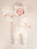 Czapki damskie - Niemowlęcy komplet 2-elementowy pajacyk i czapka kremowy Nicol,r.68 - miniaturka - grafika 1