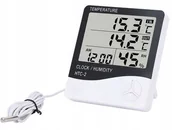 Stacje pogodowe - STACJA POGODY Termometr Sonda HIGROMETR Zegar Budzik 4244 - miniaturka - grafika 1