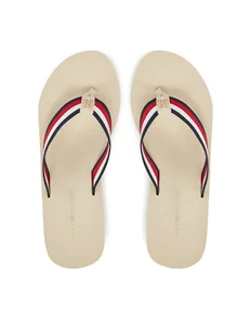 Tommy Hilfiger Japonki Th Corporate Wedge Beach Sandal FW0FW08520 Beżowy - Klapki i japonki damskie - miniaturka - grafika 1