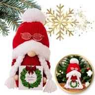 Ozdoby bożonarodzeniowe - Krasnal Skrzat stojący czerwony w okularach Boże Narodzenie 26cm KSN167 - miniaturka - grafika 1