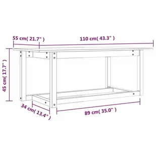Lumarko Stolik kawowy, biały, 110x55x45 cm, lite drewno sosnowe - Ławy i stoliki kawowe - miniaturka - grafika 9
