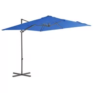 Parasole ogrodowe - vidaXL Lumarko Parasol wiszący na stalowym słupku, 250x250 cm, lazurowy! 46991 - miniaturka - grafika 1