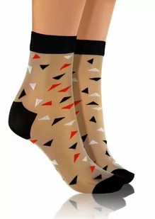 Sesto Senso Fashion Nylon trójkąty beż/czarny Skarpetki damskie - Skarpetki damskie - miniaturka - grafika 1