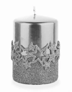 Art Pol Pol Pl Srebrny Świeca Ice Star Walec Mały 142974 - Świece - miniaturka - grafika 1