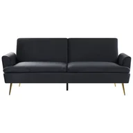 Sofy i kanapy - Beliani Sofa rozkładana welurowa czarna VETTRE - miniaturka - grafika 1
