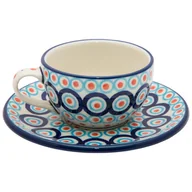 Filiżanki - FILIŻANKA do herbaty kawy 150 ml ze spodkiem - Ceramika Artystyczna Bolesławiec - miniaturka - grafika 1