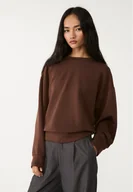 Bluzy damskie - Stradivarius Miękka bluza basic Brązowy XL - miniaturka - grafika 1